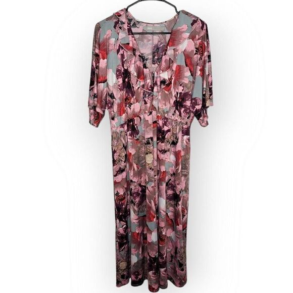 ASOS Women's Pink and Grey Iris Soft Midi Dress size 10 US - Picture 1 of 6